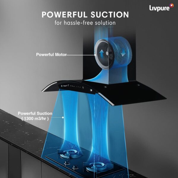 Elega-90 Auto Clean Wall Mounted Chimney  (Black 1300 CMH)