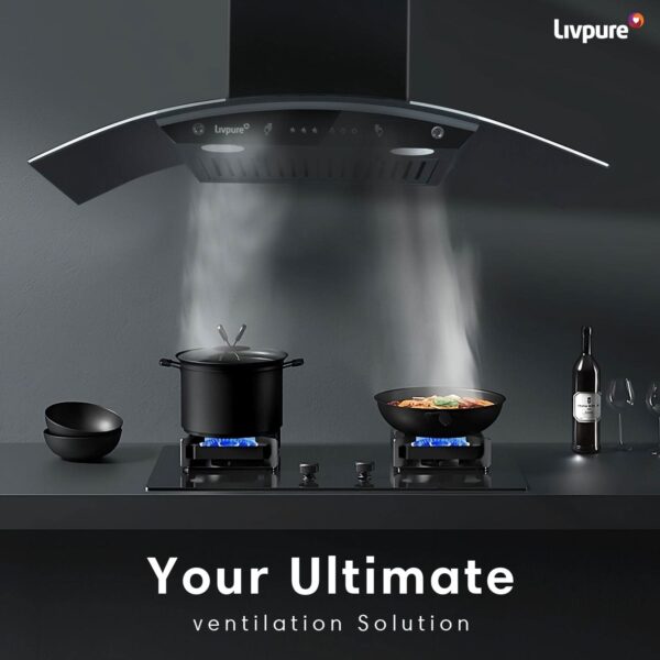 Elega-90 Auto Clean Wall Mounted Chimney  (Black 1300 CMH)