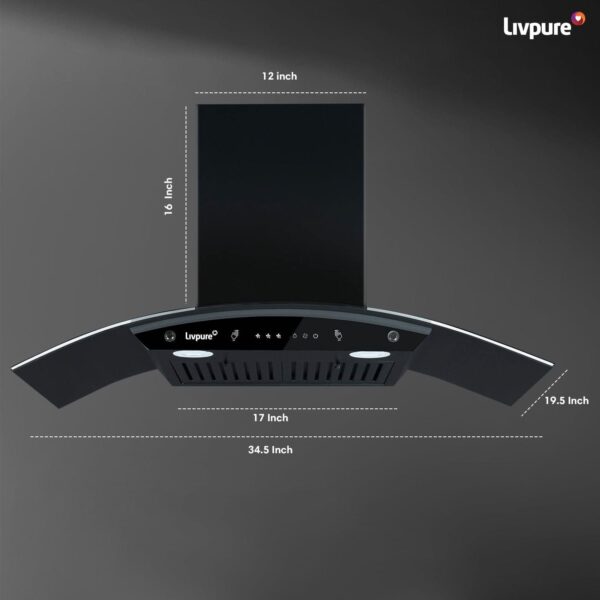 Elega-90 Auto Clean Wall Mounted Chimney  (Black 1300 CMH)