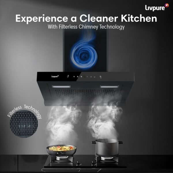 Evora-60 Auto Clean Wall Mounted Chimney  (Black 1350 CMH)