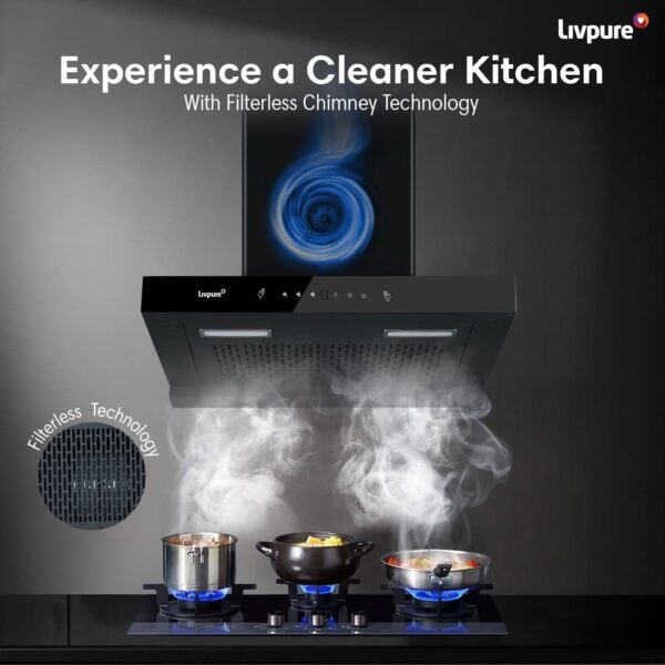 Evora-75 Auto Clean Wall Mounted Chimney  (Black 1350 CMH)