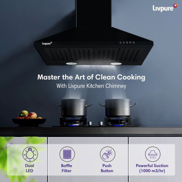 Airis-60 Wall Mounted Chimney  (Black 1000 CMH)