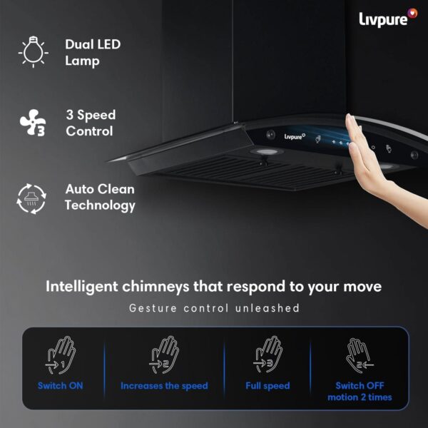 Elega-60 Auto Clean Wall Mounted Chimney  (Black 1300 CMH)