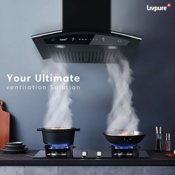 Elega-60 Auto Clean Wall Mounted Chimney  (Black 1300 CMH)