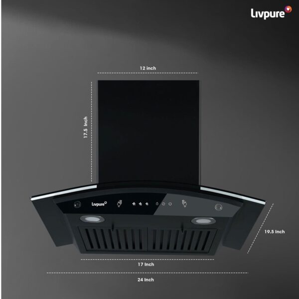 Elega-60 Auto Clean Wall Mounted Chimney  (Black 1300 CMH)