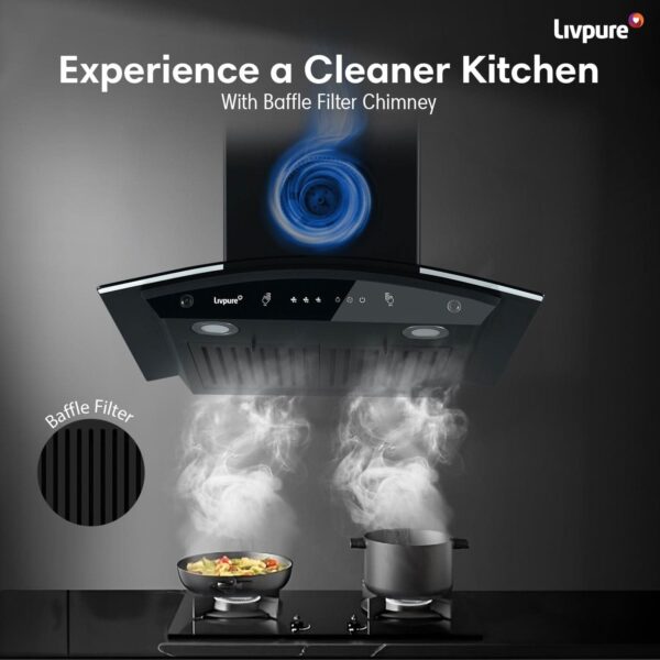 Elega-60 Auto Clean Wall Mounted Chimney  (Black 1300 CMH)