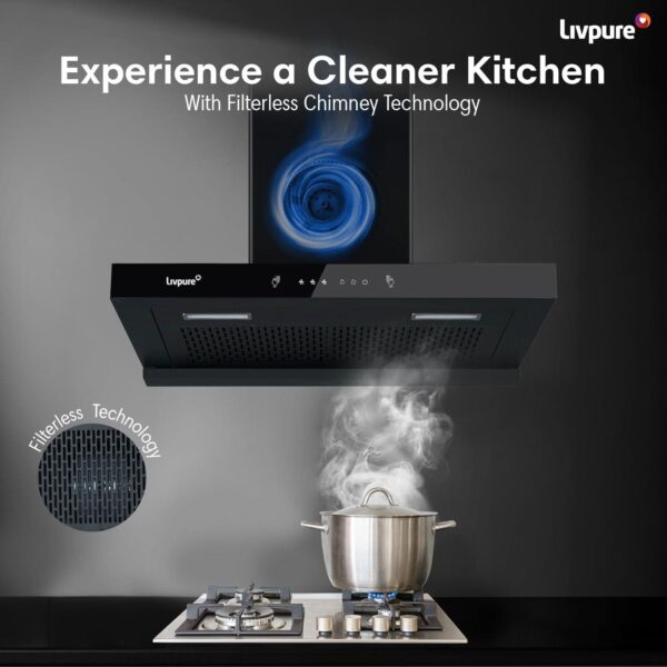 Swift-60 Auto Clean Wall Mounted Chimney  (Black 1400 CMH)