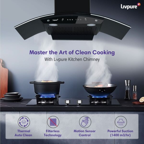 Swift-90 Auto Clean Wall Mounted Chimney  (Black 1400 CMH)