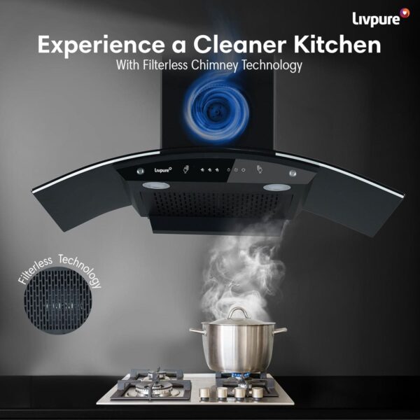 Swift-90 Auto Clean Wall Mounted Chimney  (Black 1400 CMH)